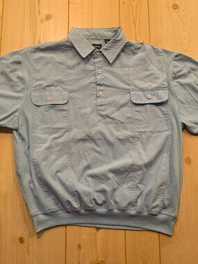 Vintage 90s Buckingham Retro Casual Light Blue Pocket Collared Polo Shirt Size L